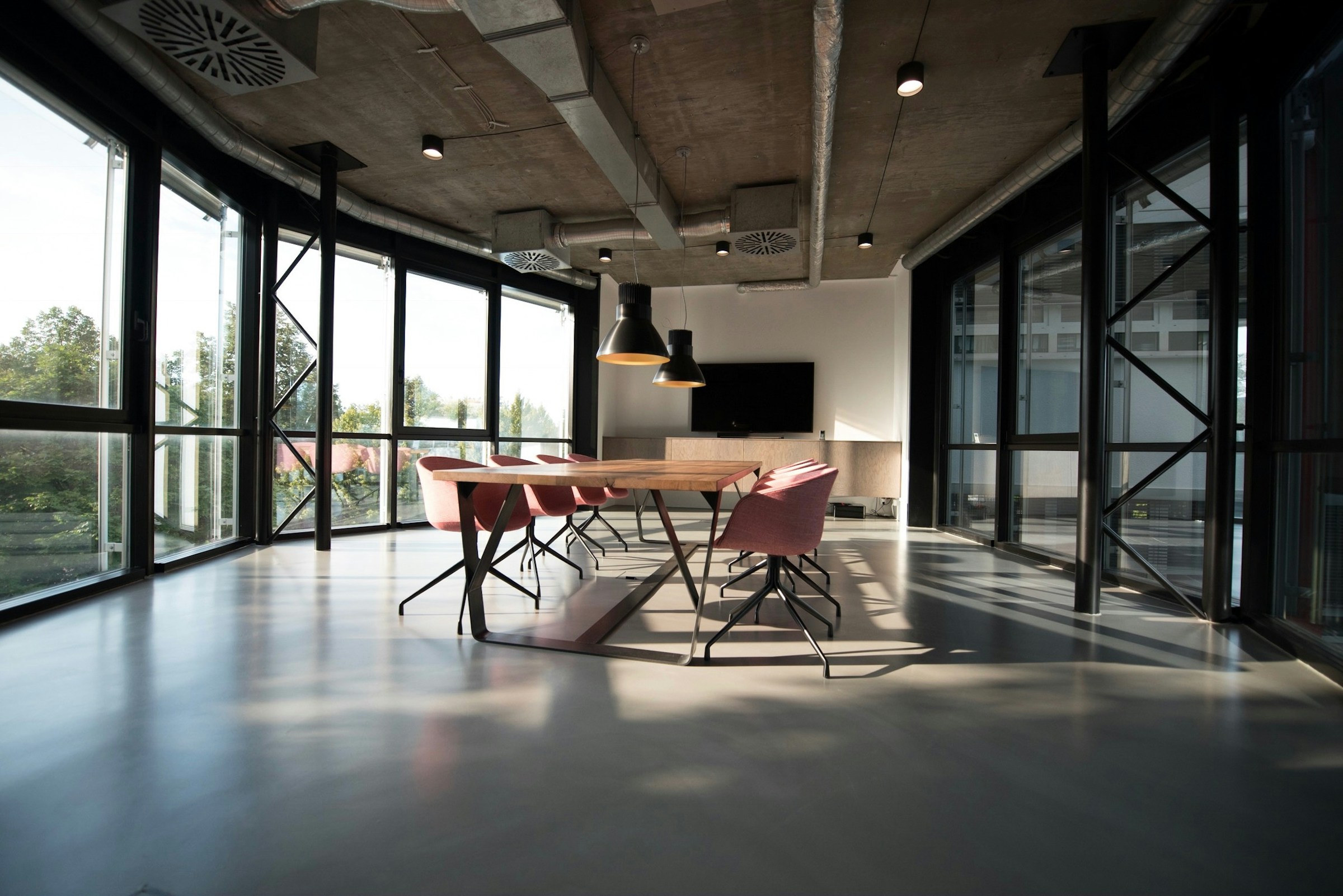 Sunlit contemporary workspace